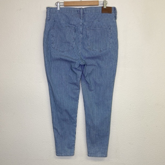 Madewell Blue and White Piper Stripe 9" Mid Rise Skinny Jeans NWT Size 31 - Picture 5 of 15
